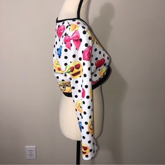 Love J USA Emoji Cropped Long Sleeve Top Polka Dot Size M/L - Picture 3 of 11